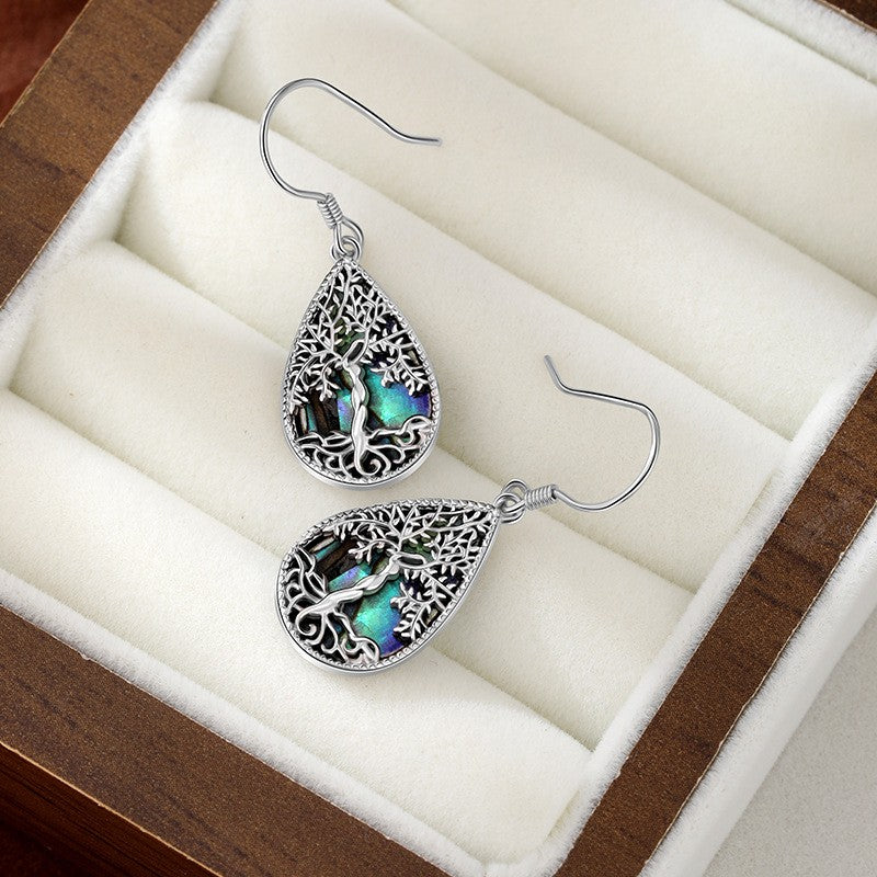 925 Sterling Silver Tree of Life Huggie Earrings