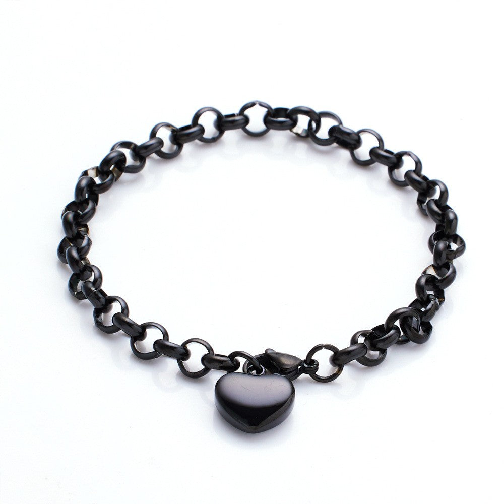 Stainless Steel Minimalist Heart Pendant Fashion Bracelet