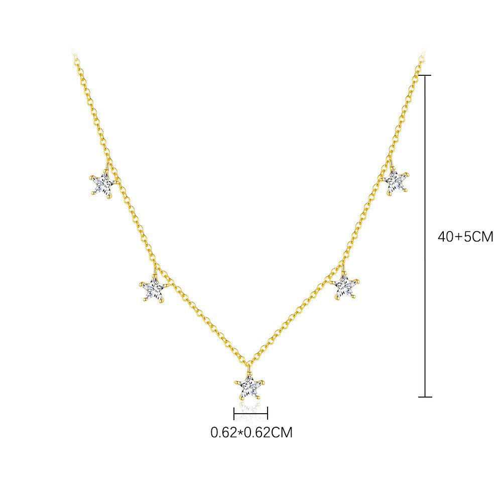 925 Sterling Silver Stars Pendant Necklace