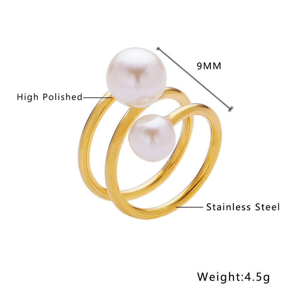 Stainless Steel Unique Pearl Fashion Ring