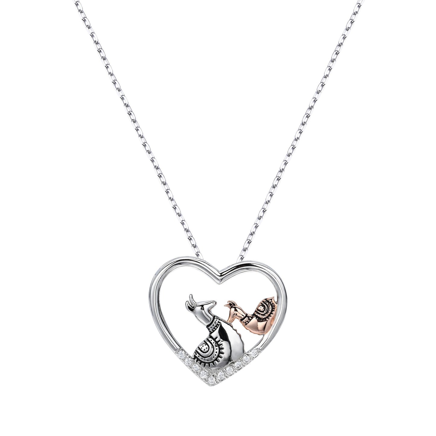 Collar de corazón de plata de ley 925