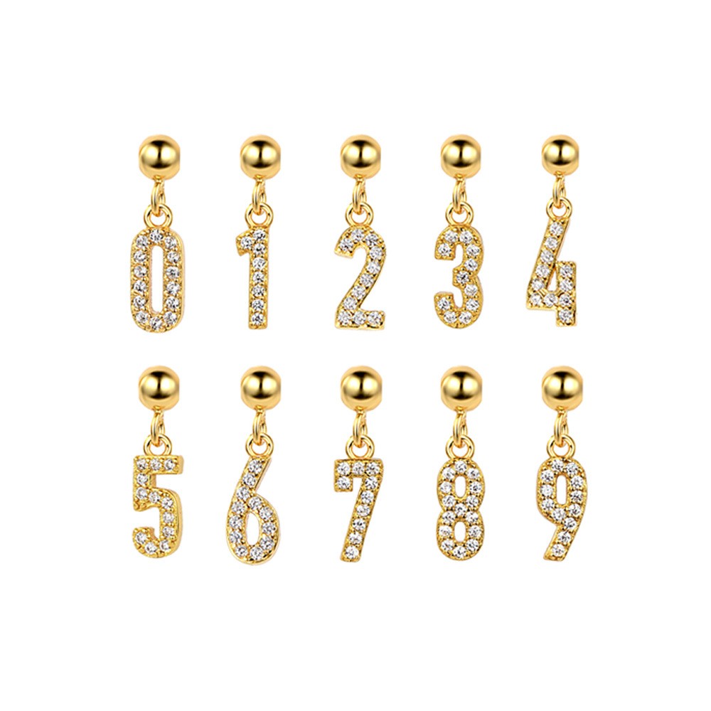 925 Sterling Silver Arabic numerals Pendant For Necklace Jewelry DIY