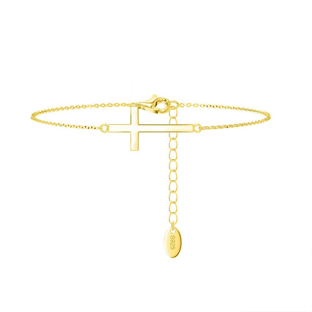 Pulsera de cruz de plata de ley 925