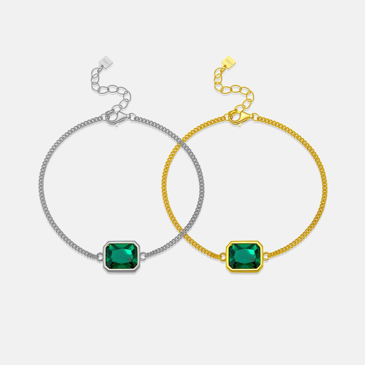 925 Sterling Silver Green Zircon Fashion Bracelet