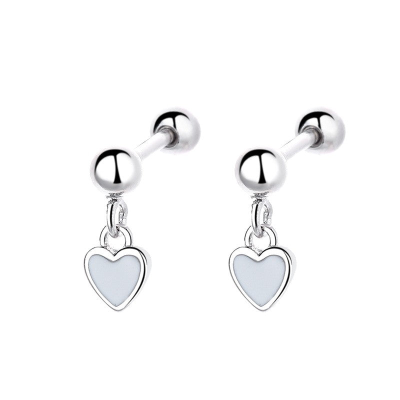 925 Sterling Silver Heart Screw Back Stud Earrings