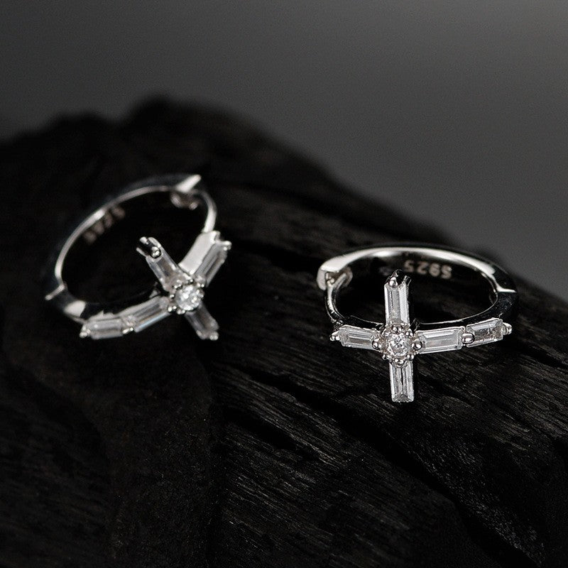 925 Sterling Silver Cross Earrings