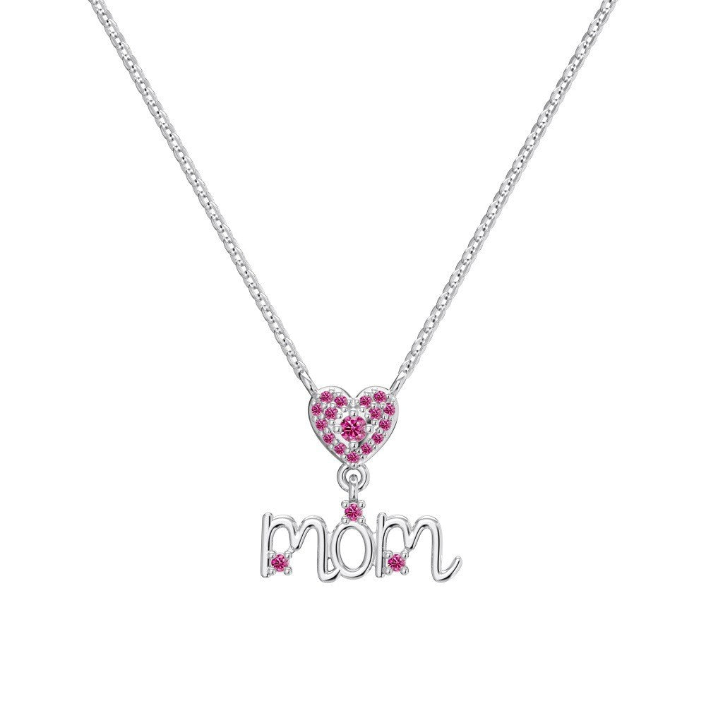 925 Sterling Silver Mom Heart Fashion Necklace
