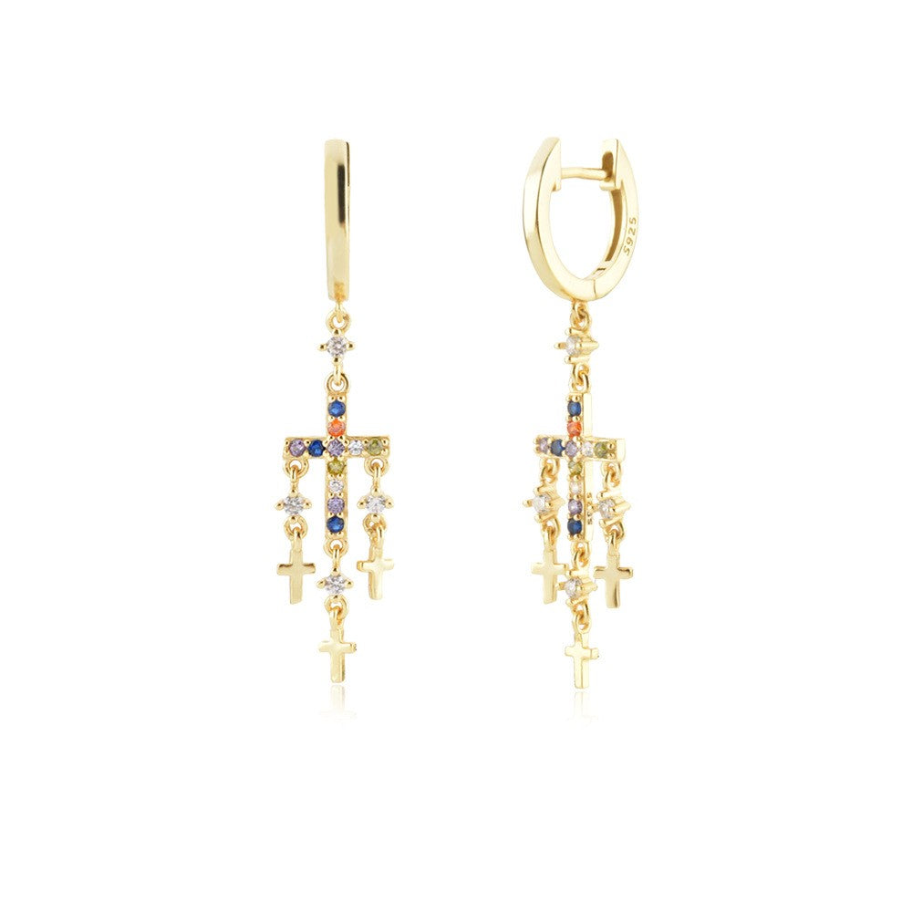 925 Sterling Silver Cross Earrings