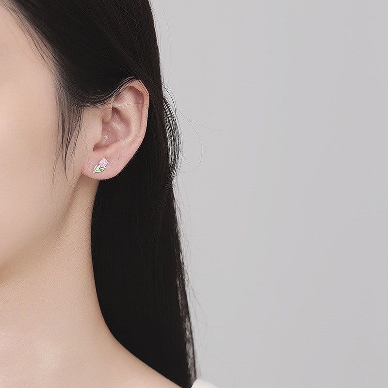 925 Sterling Silver Tulip Screw Back Stud Earrings