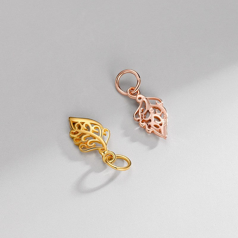925 Sterling Silver Hollow Leave Charm For Jewelry DIY