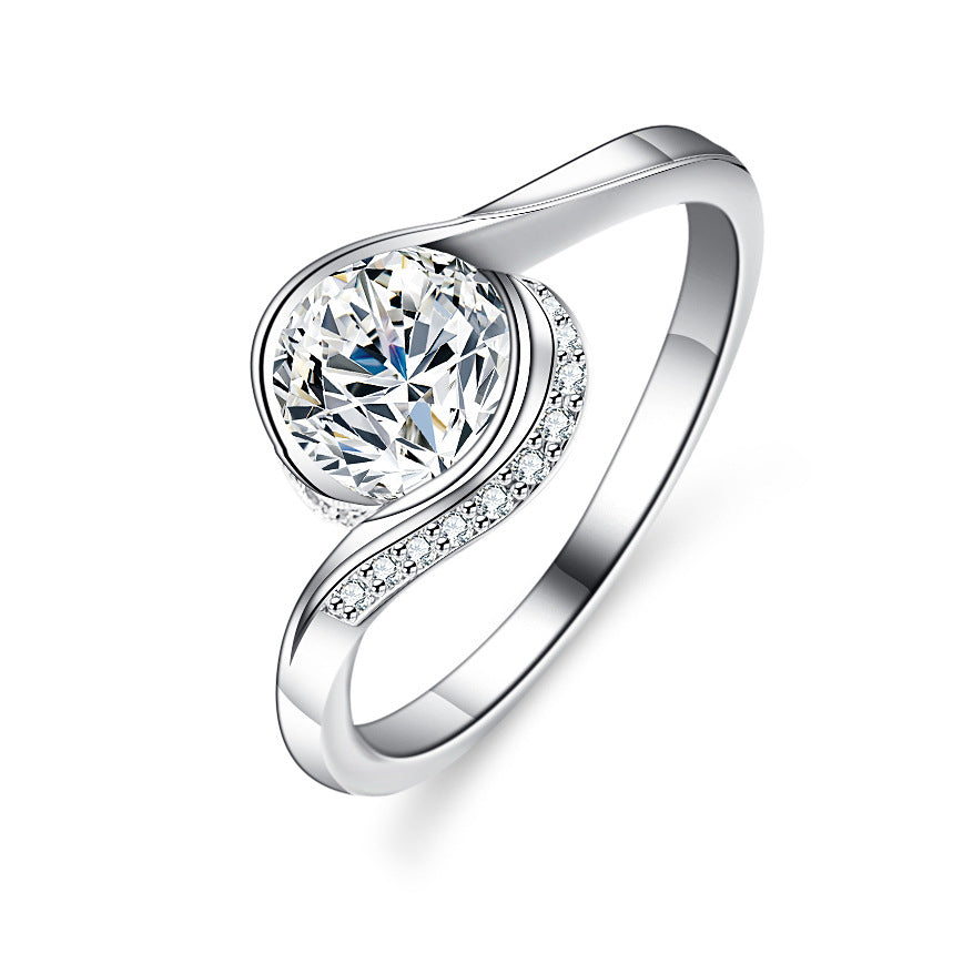 925 Sterling Silver Elegant Zircon Fashion Engagement Ring