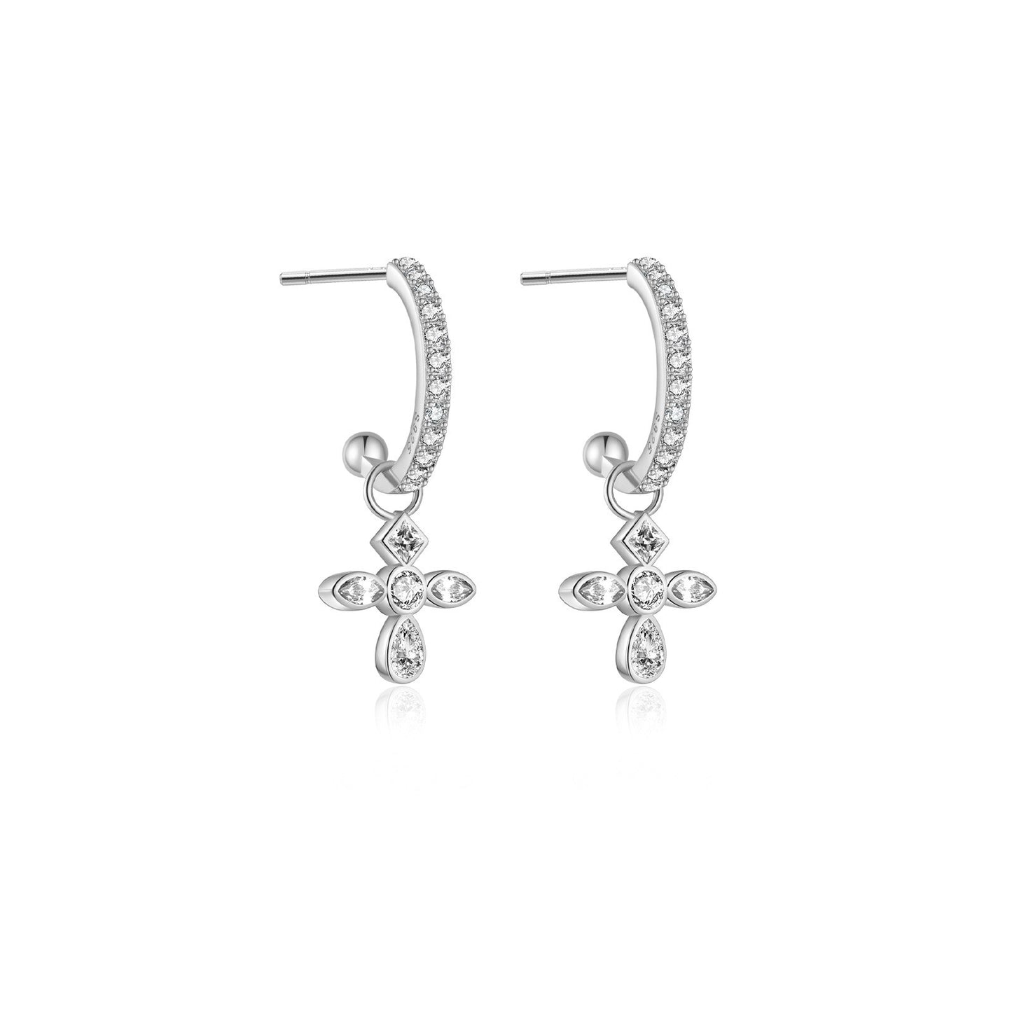 925 Sterling Silver Cross Earrings