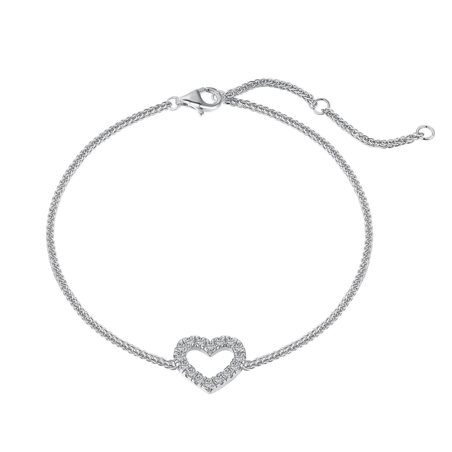 925 Sterling Silver Hollow Heart Fashion Bracelet