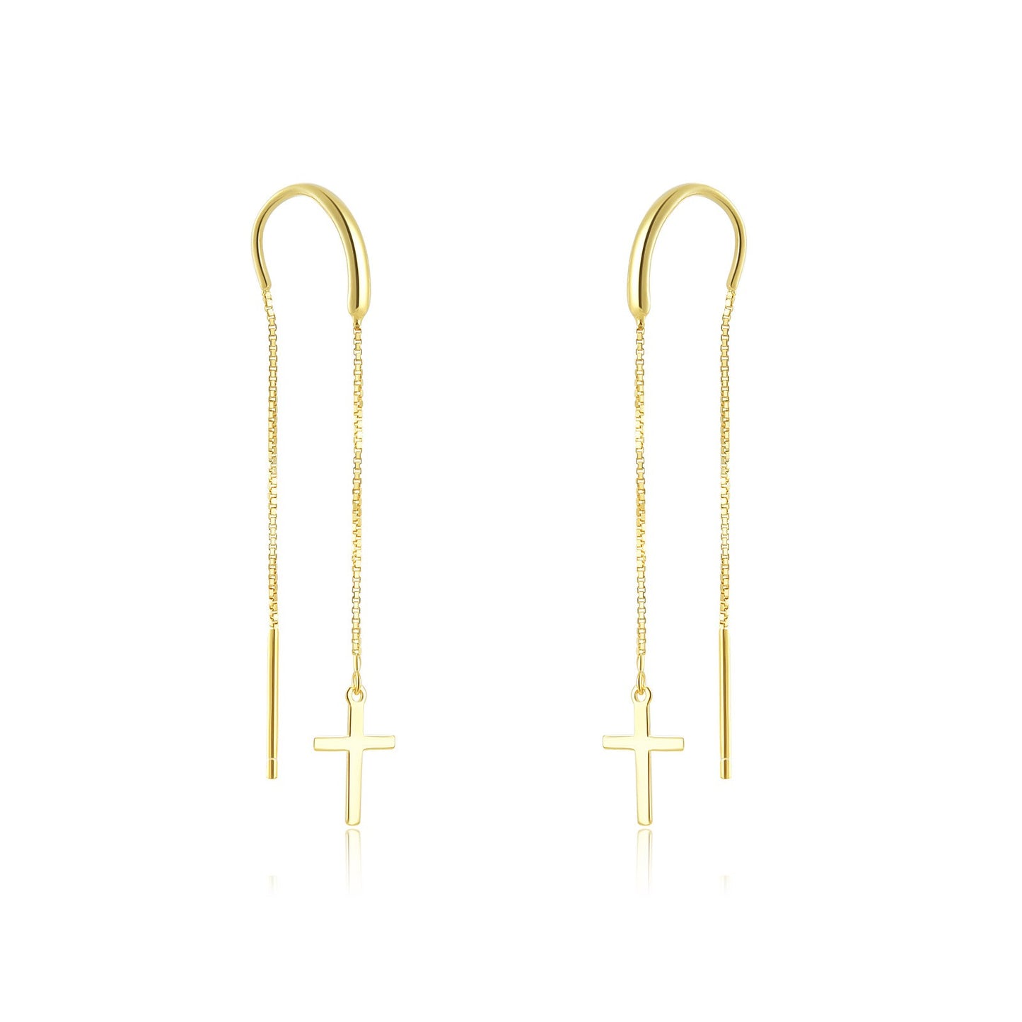 925 Sterling Silver Cross Long Earrings