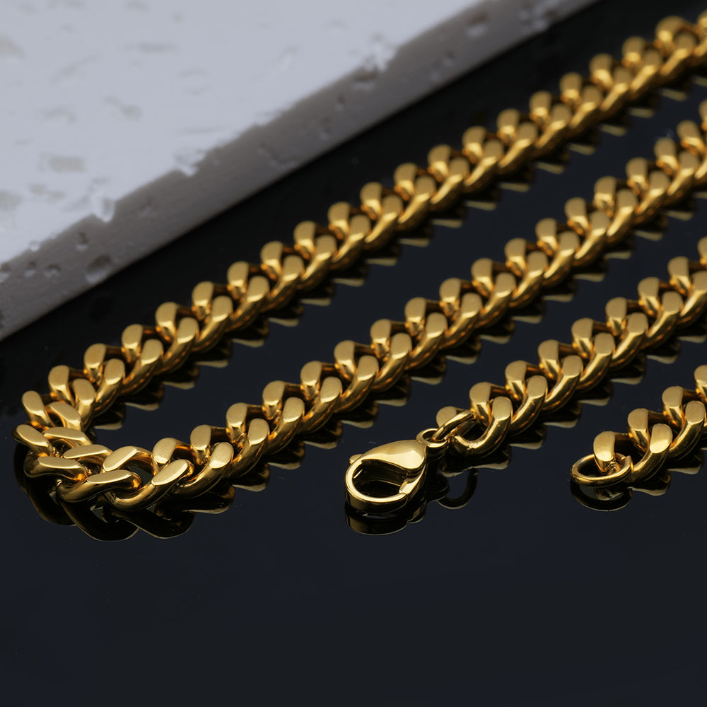 Women Men Classic Cuban 304L Titanium Steel Chain Necklace 7/9/11mm