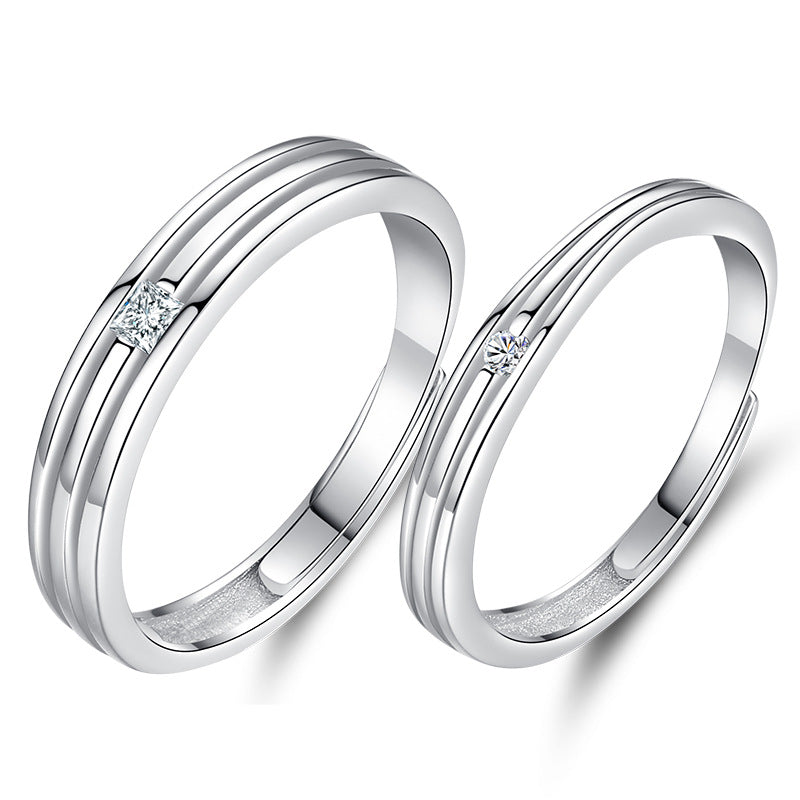 925 Sterling Silver Elegant Fashion Engagement Couple Rings