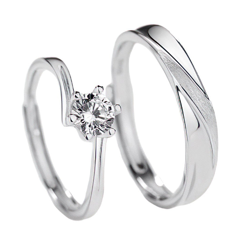 925 Sterling Silver Elegant Fashion Engagement Couple Rings