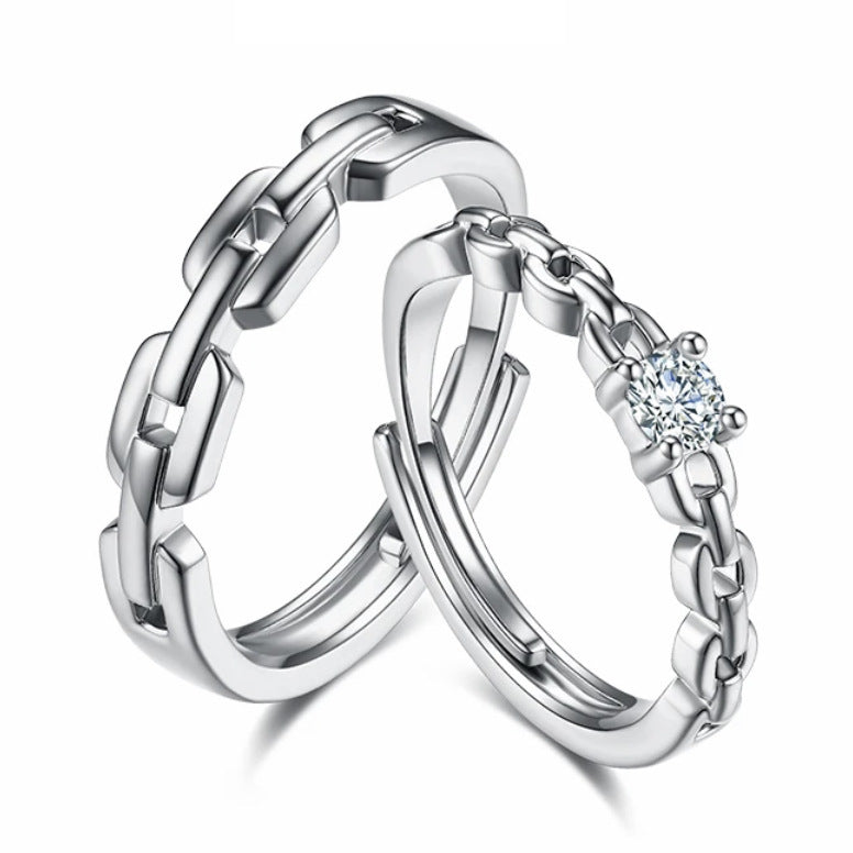 925 Sterling Silver Elegant Fashion Engagement Couple Rings