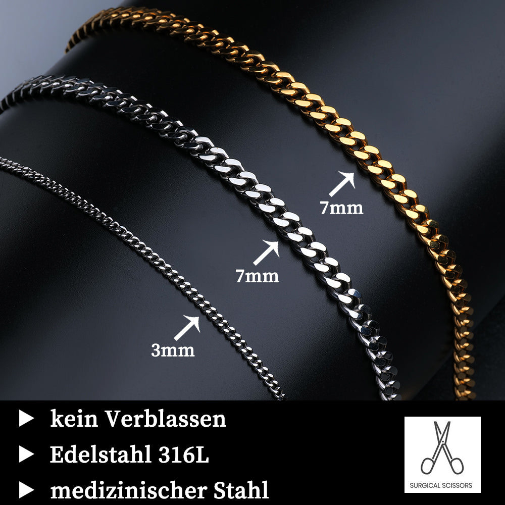 Women Men Classic Cuban 304L Titanium Steel Chain Necklace 3/5mm