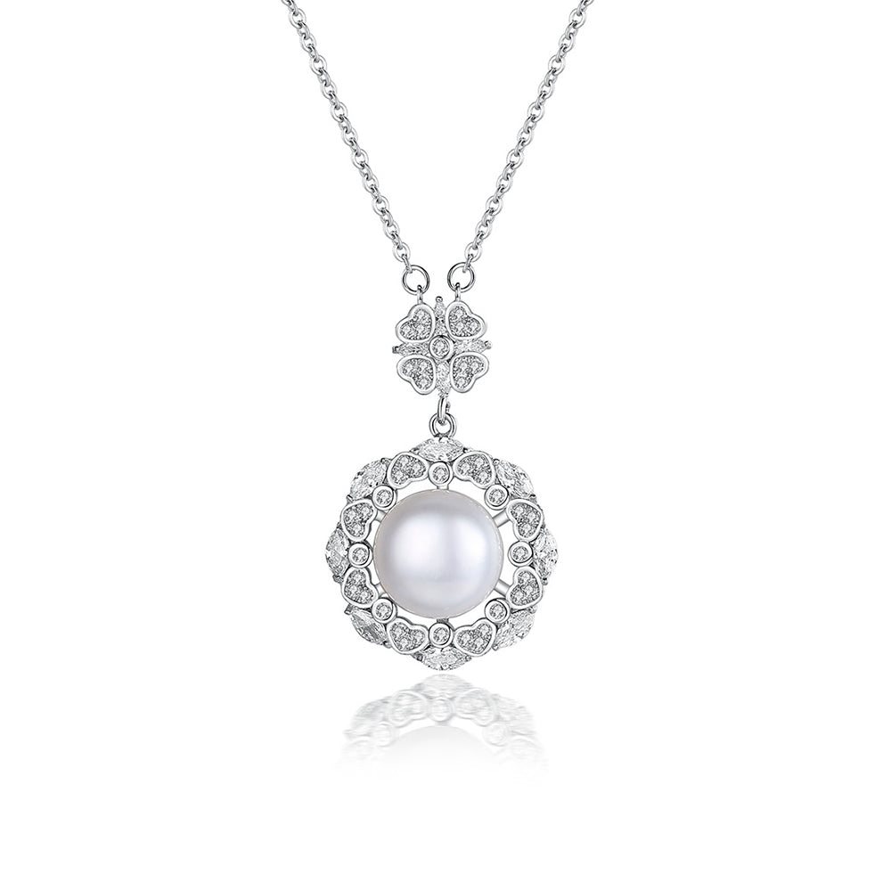 925 Sterling Silver Natural Pearl Drop Necklace Fashion Jewelry Gift for Women Girls