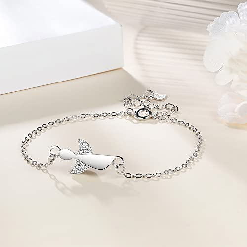925 Sterling Silver Guardian Angel Lucky Bracelet for Women Girls with Gift Box
