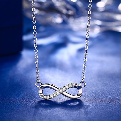 925 Sterling Silver Love Infinity Pendant Necklace Jewelry Gift for Women Girls