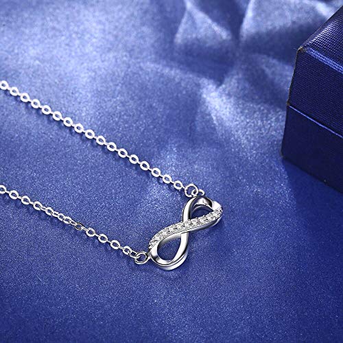 925 Sterling Silver Love Infinity Pendant Necklace Jewelry Gift for Women Girls