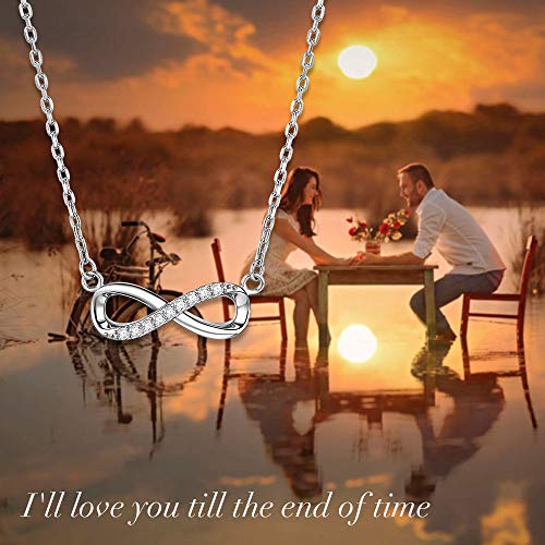 925 Sterling Silver Love Infinity Pendant Necklace Jewelry Gift for Women Girls
