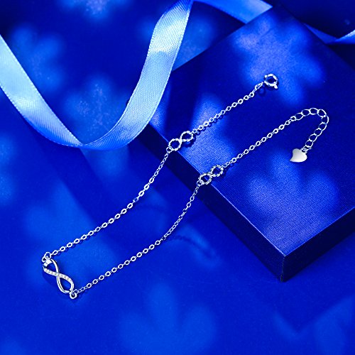 925 Sterling Silver Infinity Anklet Foot Bracelet Jewelry Gift for Women Girls