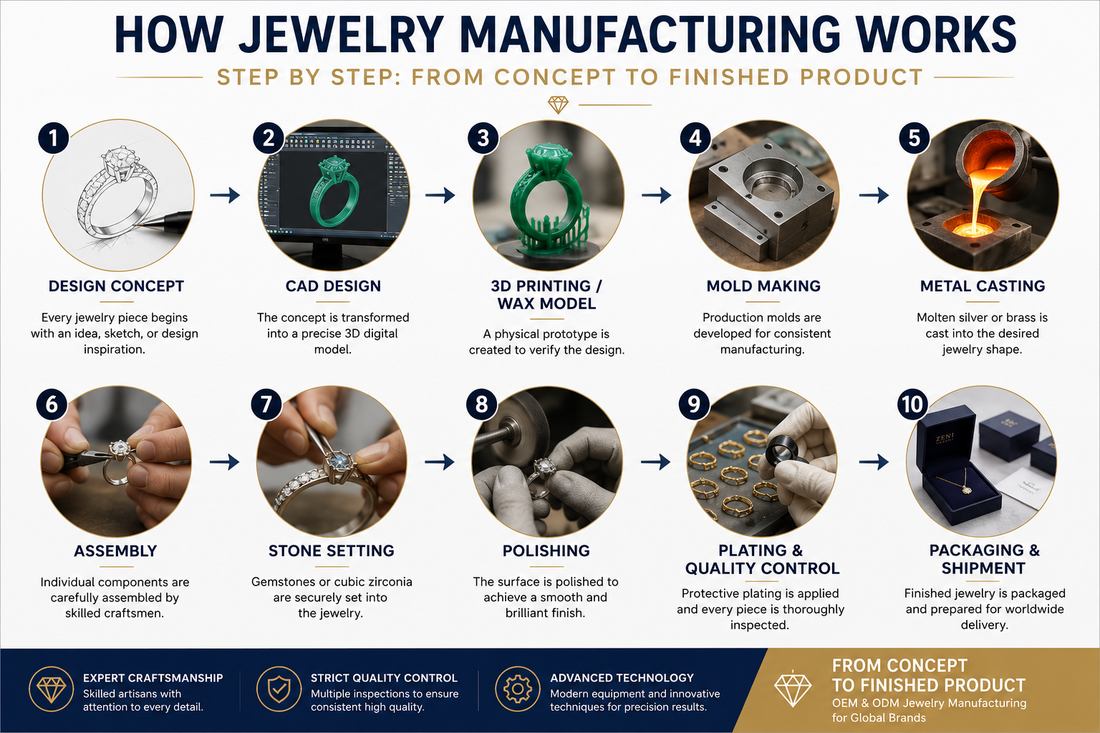 How Jewelry Manufacturing Works Step by Step: From Concept to Finished Product