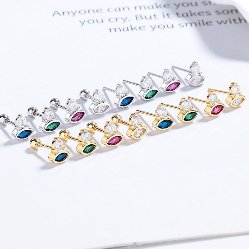 925 Sterling Silver Eye Screwed Earrings