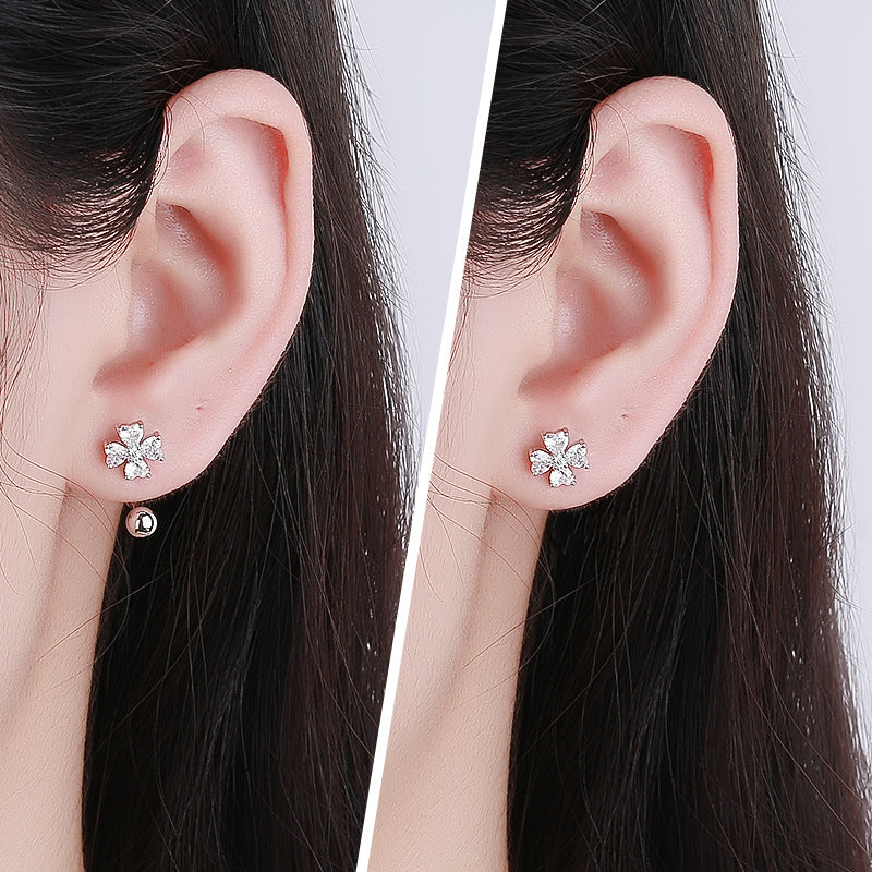 925 Sterling Silver Zircon Screw Back Stud Earrings