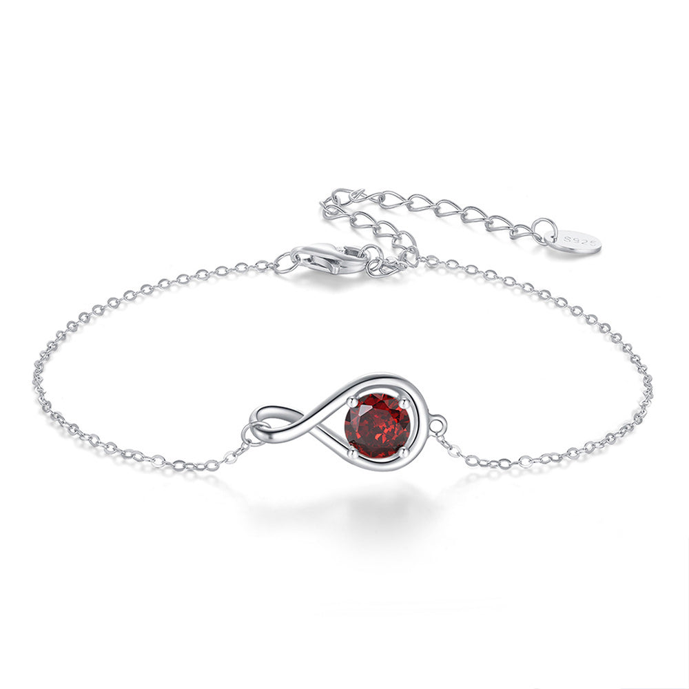 925 Sterling Silver Birthstone Infinity Bracelet Extension Chain