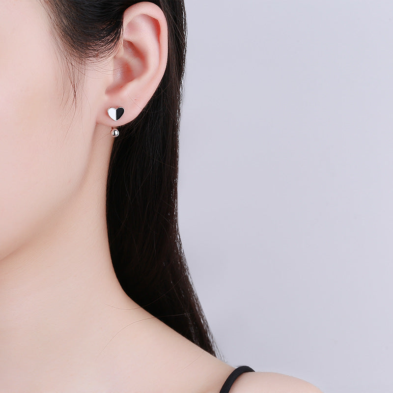 925 Sterling Silver Heart Screwed Earrings