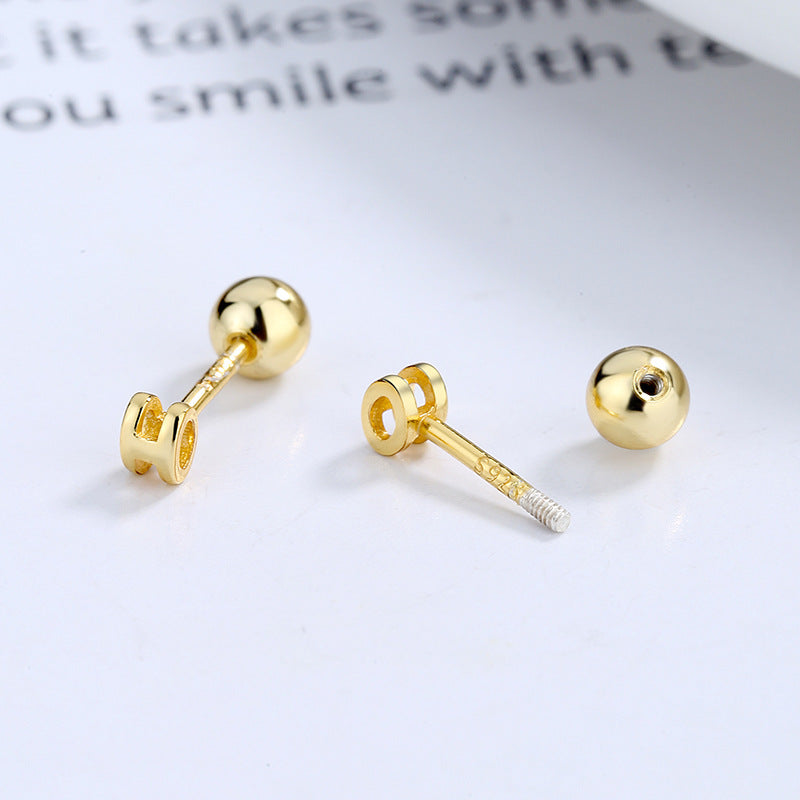 925 Sterling Silver H Screwed Earrings