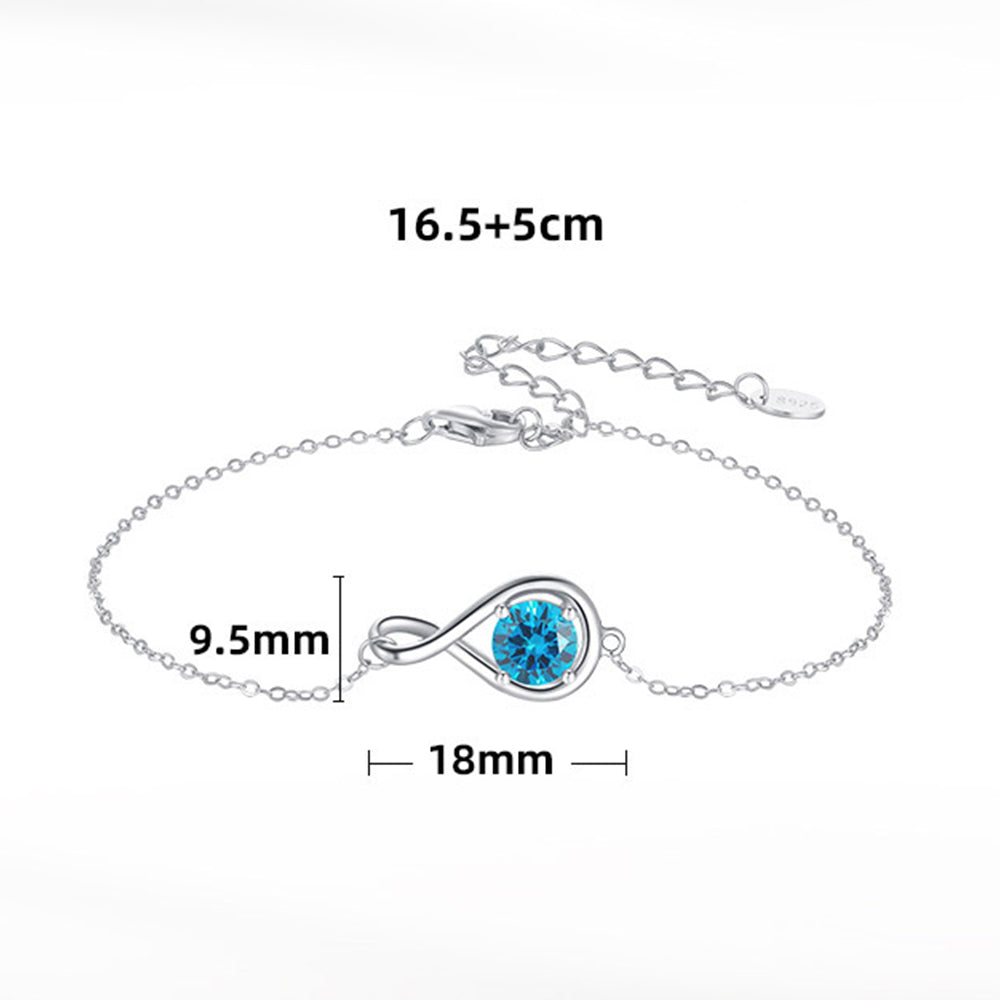 925 Sterling Silver Birthstone Infinity Bracelet Extension Chain