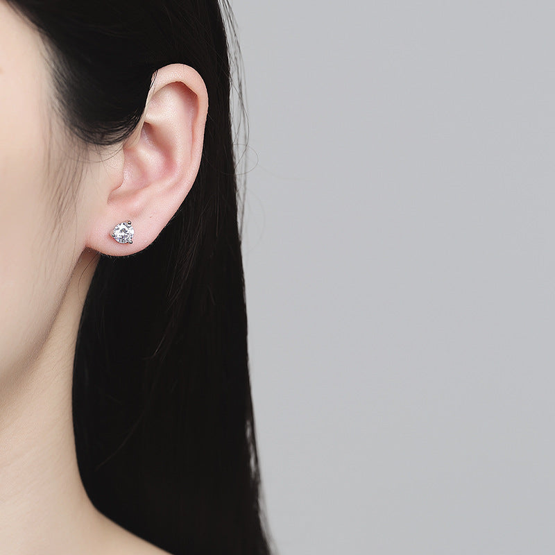 925 Sterling Silver Zircon Screw Back Stud Earrings