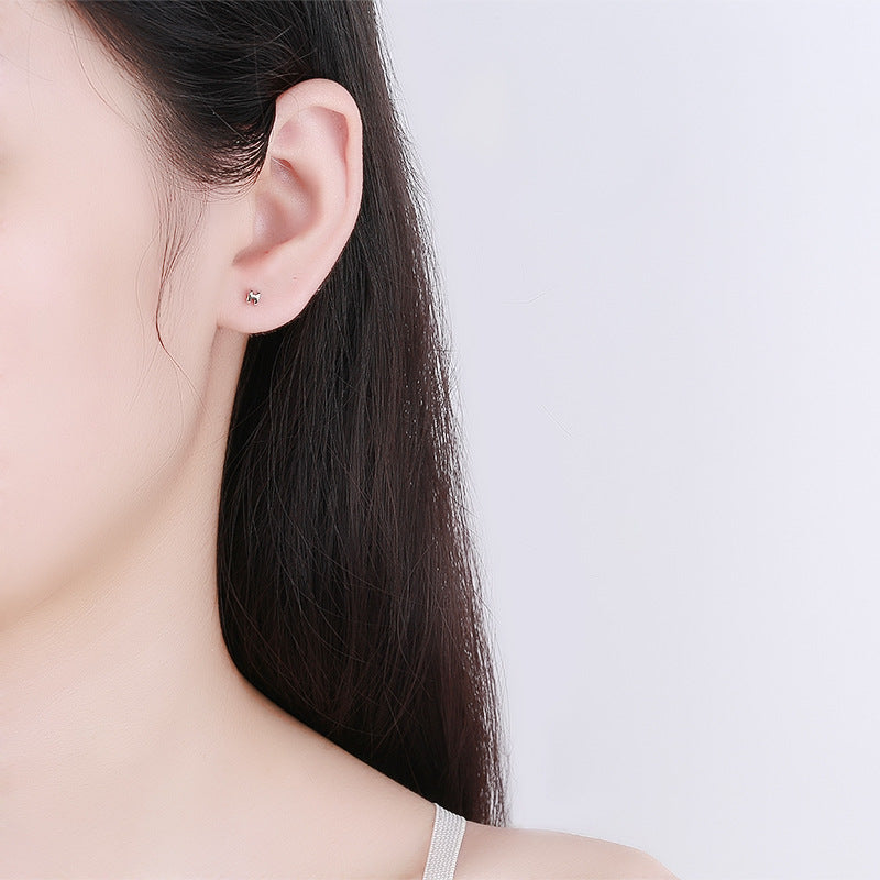 925 Sterling Silver H Screwed Earrings