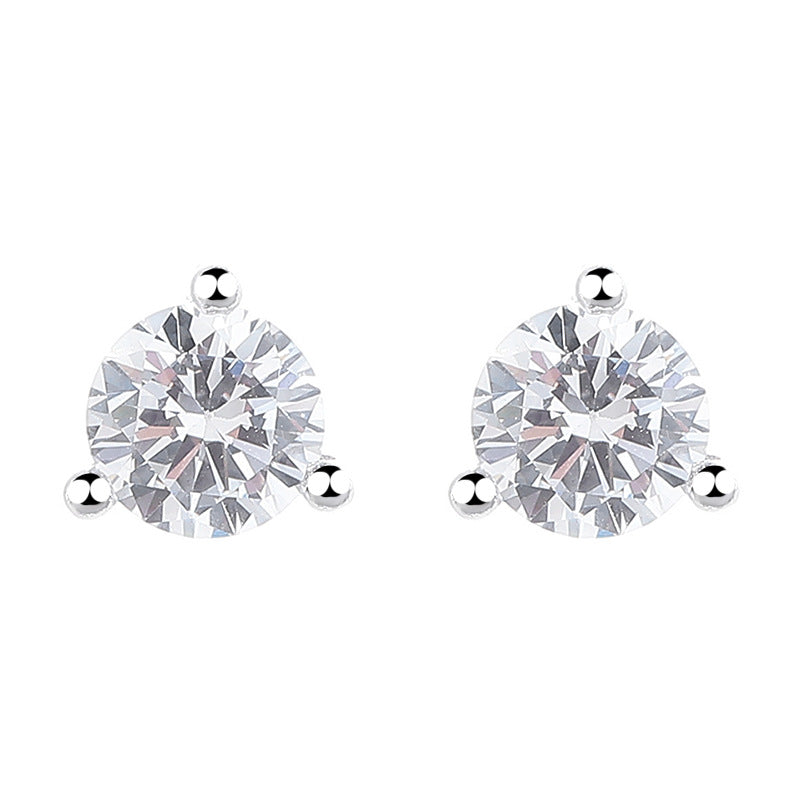 925 Sterling Silver Zircon Screw Back Stud Earrings