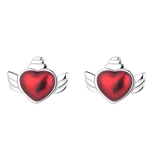 925 Sterling Silver Heart Screw Back Stud Earrings