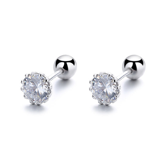 925 Sterling Silver Round Screw Back Stud Earrings