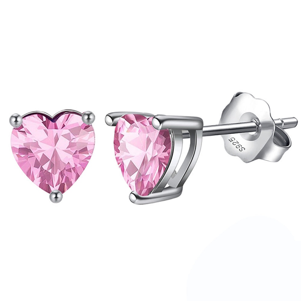 925 Sterling Silver Birthstone Heart Earrings