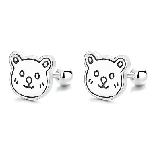 925 Sterling Silver Cute Screw Back Stud Earrings