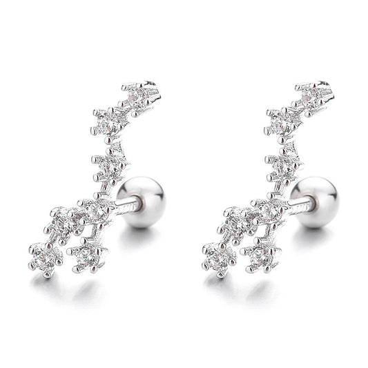 925 Sterling Silver Zodiac Screw Back Stud Earrings