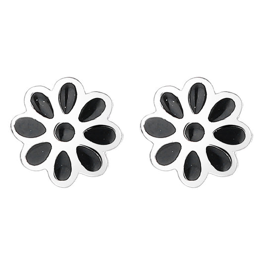 925 Sterling Silver Flower Screw Back Stud Earrings