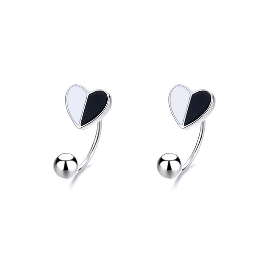 925 Sterling Silver Heart Screwed Earrings