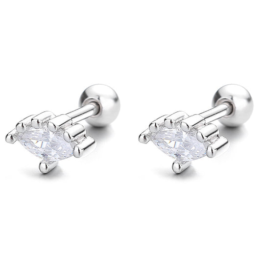 925 Sterling Silver Fan Screw Back Stud Earrings