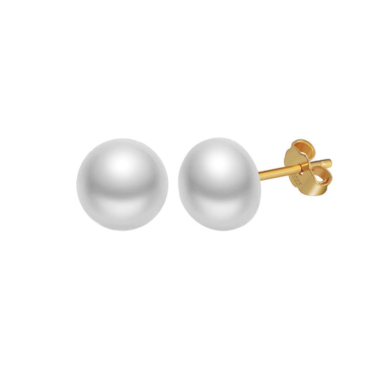 925 Sterling Silver Natural Pearl Stud Earrings Fashion Jewelry Gift for Women Girl