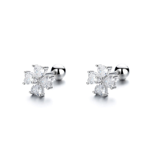 925 Sterling Silver Zircon Screw Back Stud Earrings