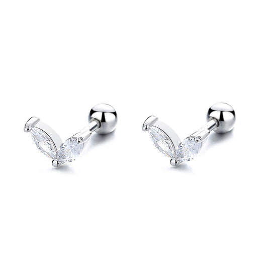925 Sterling Silver Heart Screwed Earrings
